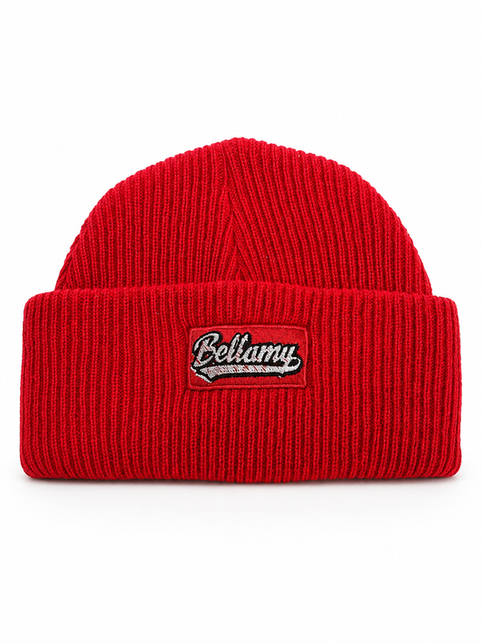 BELLAMY SIGNATURE RIBBED BEANIE — RED