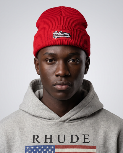 BELLAMY SIGNATURE RIBBED BEANIE — RED
