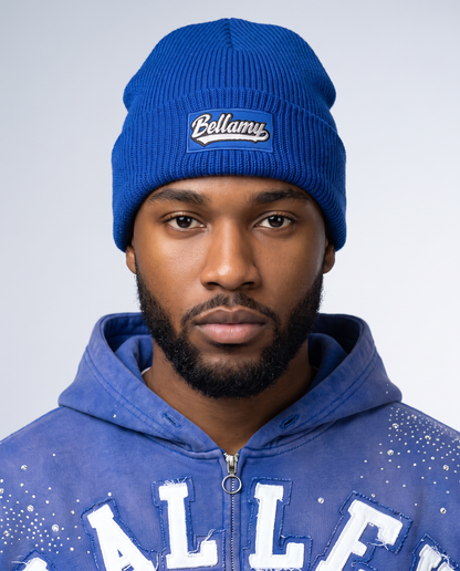BELLAMY SIGNATURE RIBBED BEANIE — BLUE