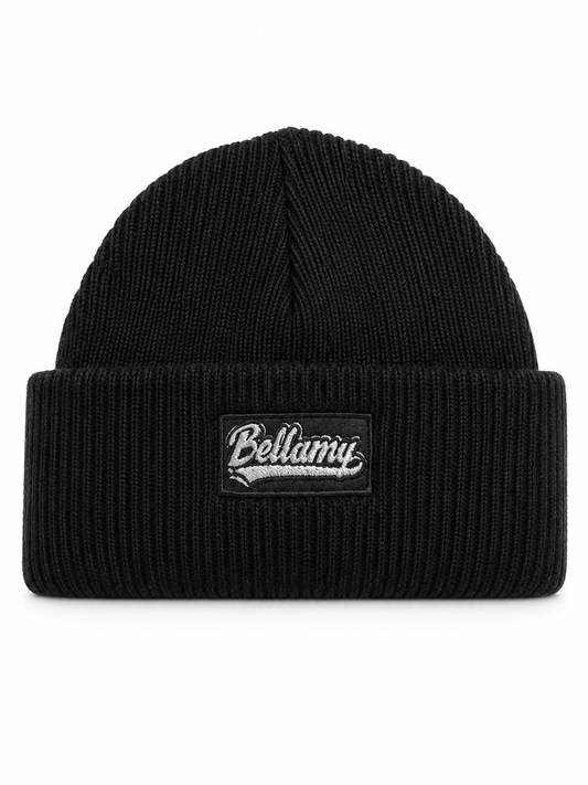BELLAMY SIGNATURE RIBBED BEANIE — BLACK